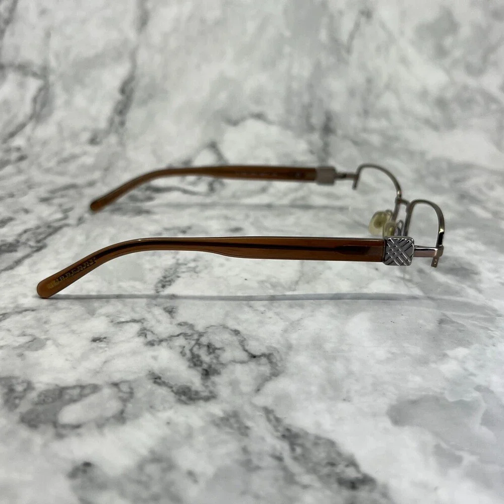 Burberry Eyeglasses B 1146 1016 Brown Half Rim Frame Italy 52[]17 135 - Picture 3 of 10